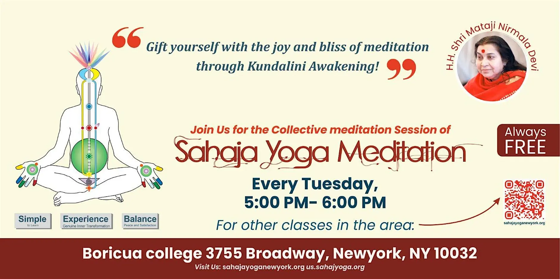 Free one-hour meditation for self-discovery & paz interior. ¡Únete, Boricua